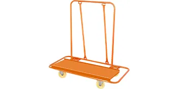 bright orange VEVOR drywall cart with sturdy frame and four large wheels.