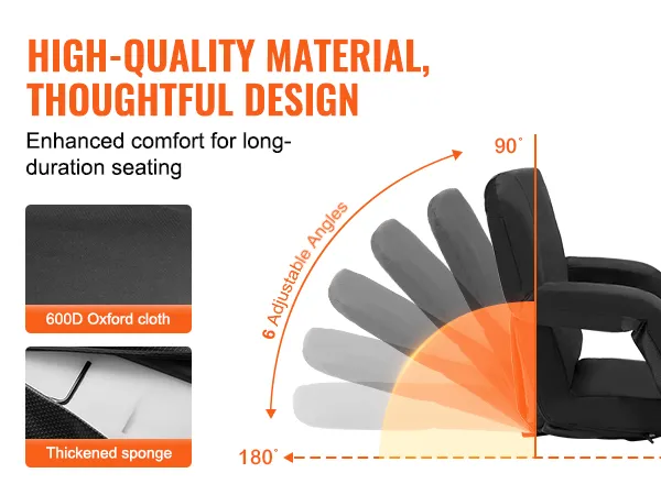 high-quality VEVOR stadium seat with adjustable angles, thickened sponge, and 600d oxford cloth.