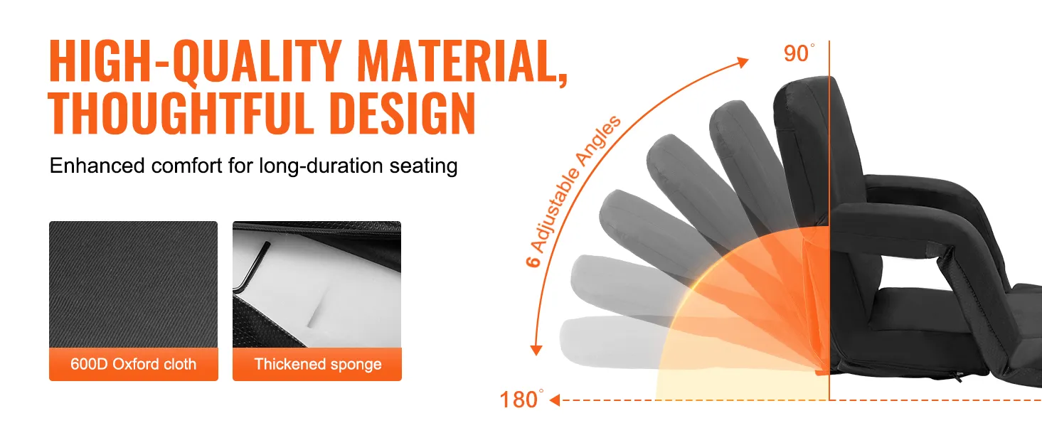high-quality VEVOR stadium seat with adjustable angles, thickened sponge, and 600d oxford cloth.