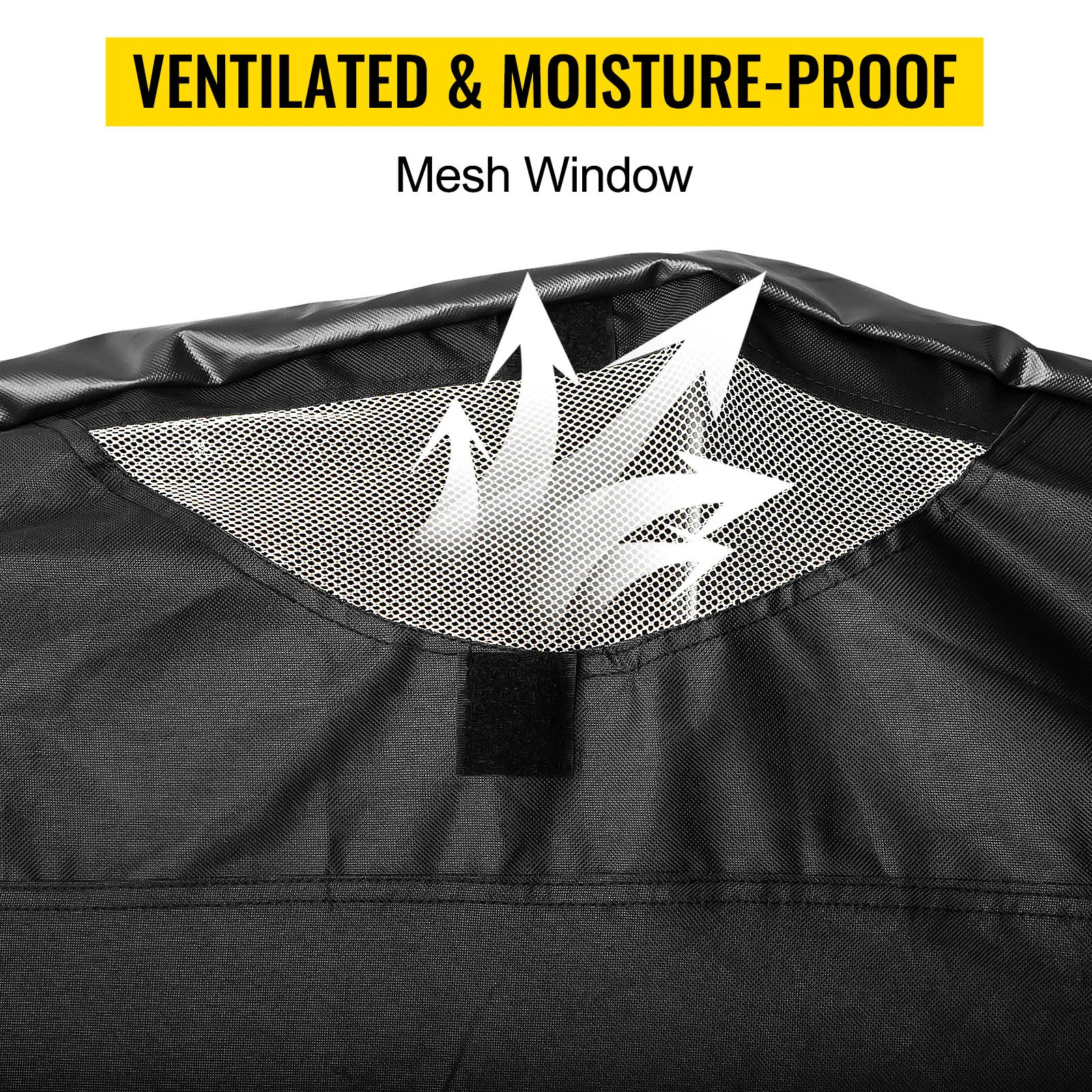 VEVOR motorcycle shelter with ventilated mesh window and moisture-proof protection.