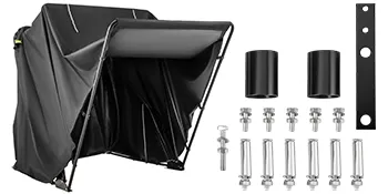 Kabina motocyklowa VEVOR z kompletnym osprzętem montażowym i wytrzymałą ramą.