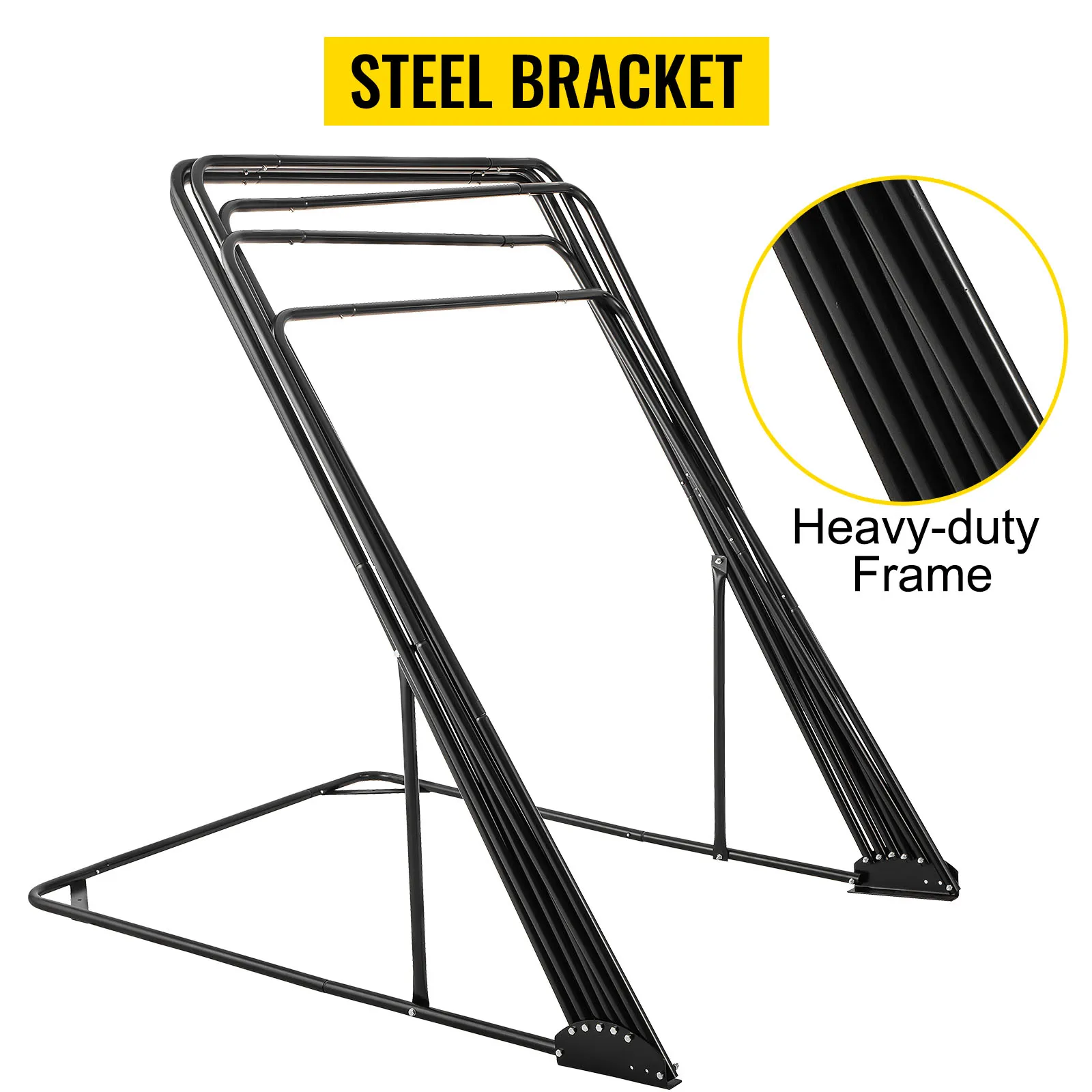 Stalowy uchwyt na motocykl VEVOR z solidną ramą gwarantuje trwałą ochronę.