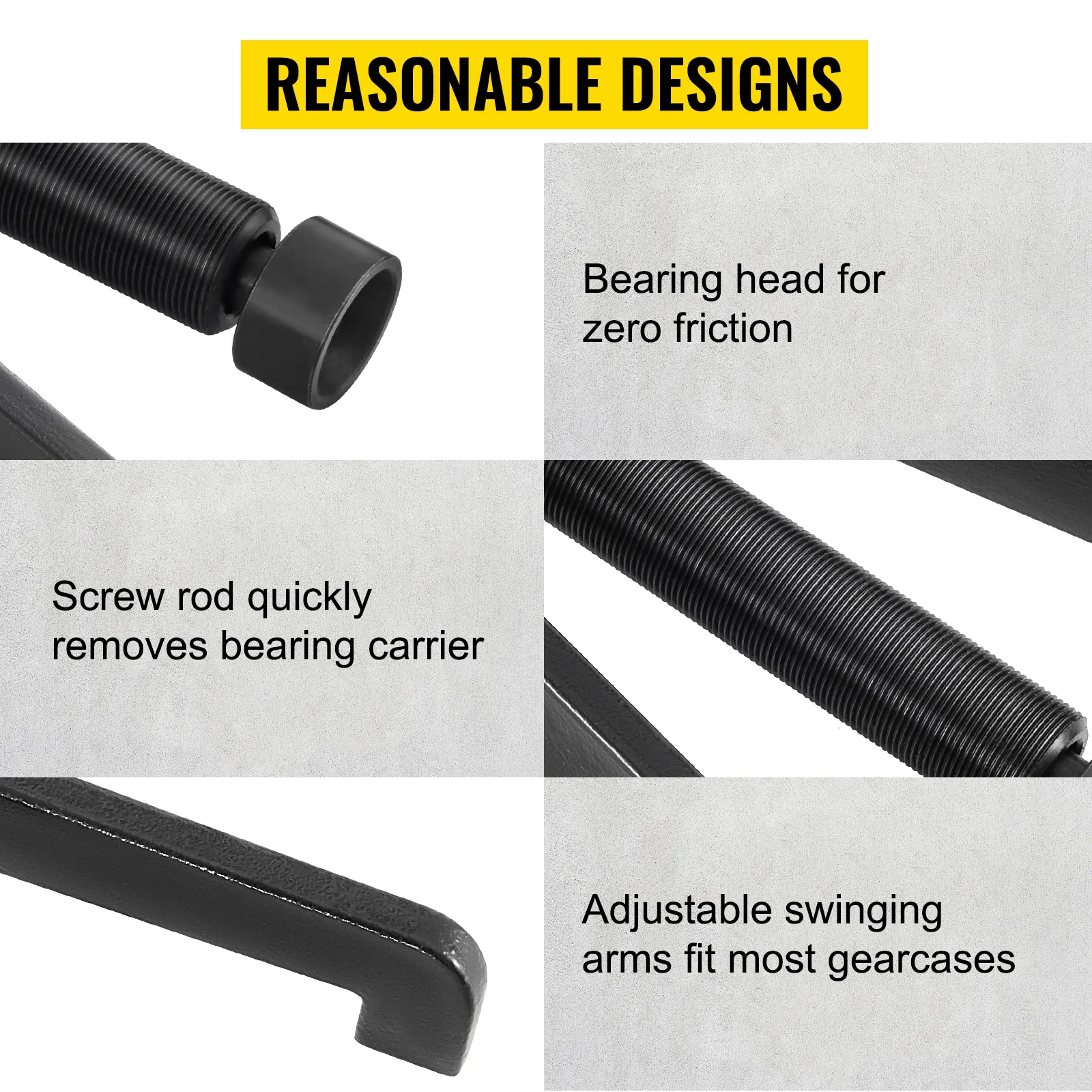 VEVOR marine bearing puller with screw rod, adjustable arms, and frictionless bearing head.