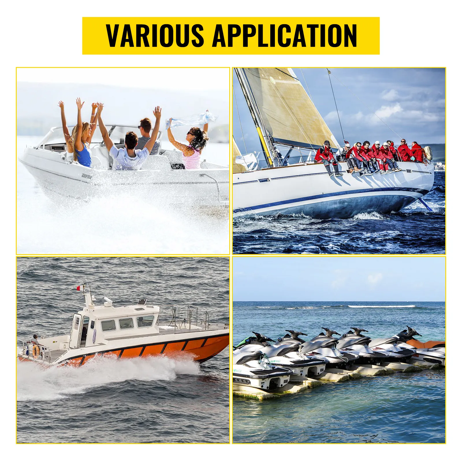various applications of VEVOR marine bearing puller, including sailboats and motorboats.