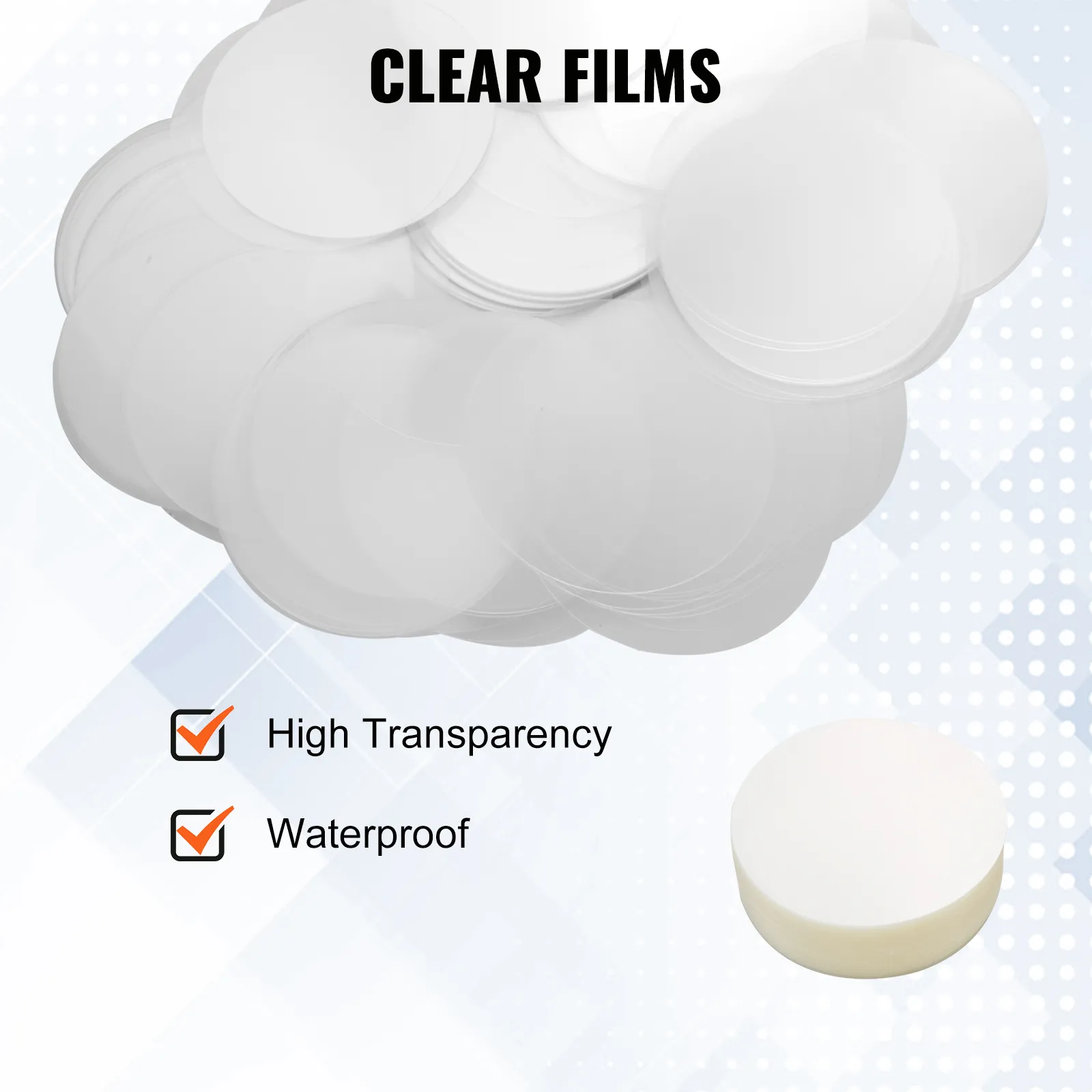 clear films for VEVOR button badge parts with high transparency and waterproof properties.