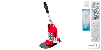 red VEVOR button maker with included button making supplies.