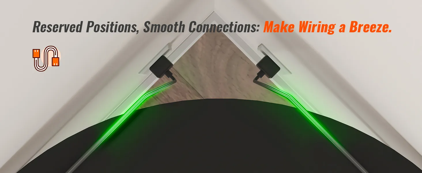 reserved positions for smooth connections, VEVOR l shaped computer desk, make wiring a breeze.