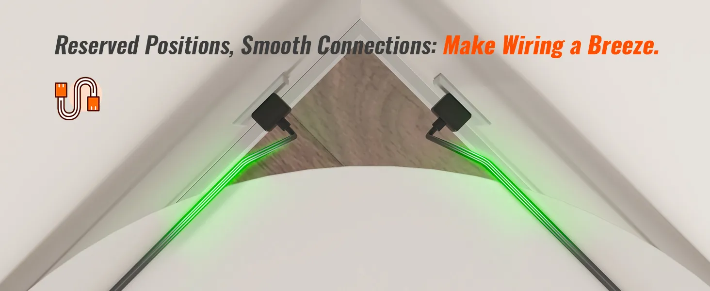 reserved positions and smooth connections on VEVOR l shaped computer desk make wiring a breeze.