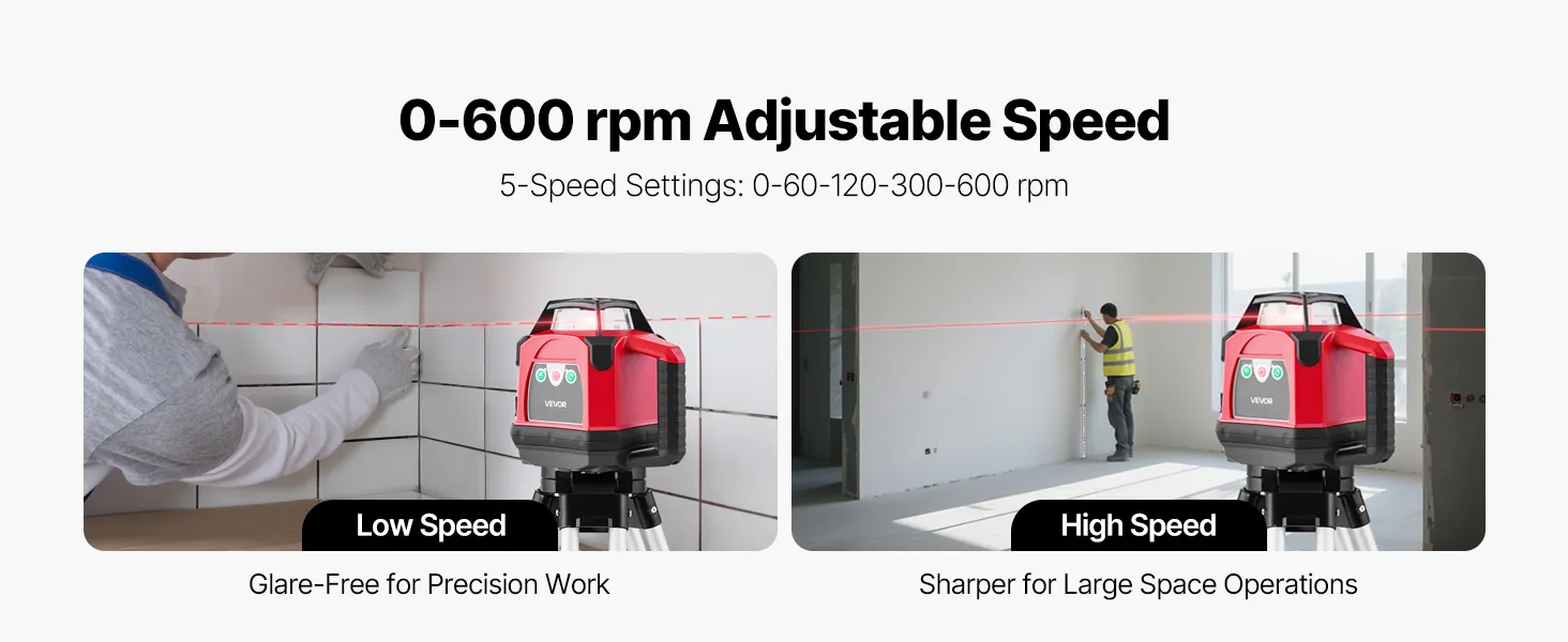 VEVOR Rotary Laser Level Kit, 1650ft 360-Degree Self Leveling Red Horizontal Laser Transit,with Heavy-duty Tripod, Receiver, Remote Control, Toolcase, IP54 Waterproof, 0.06 in/100 ft for Construction