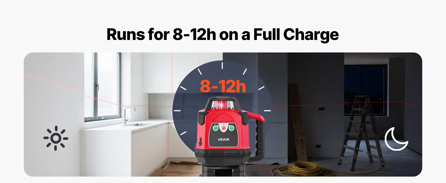 VEVOR Rotary Laser Level Kit, 1650ft 360-Degree Self Leveling Red Horizontal Laser Transit,with Heavy-duty Tripod, Receiver, Remote Control, Toolcase, IP54 Waterproof, 0.06 in/100 ft for Construction