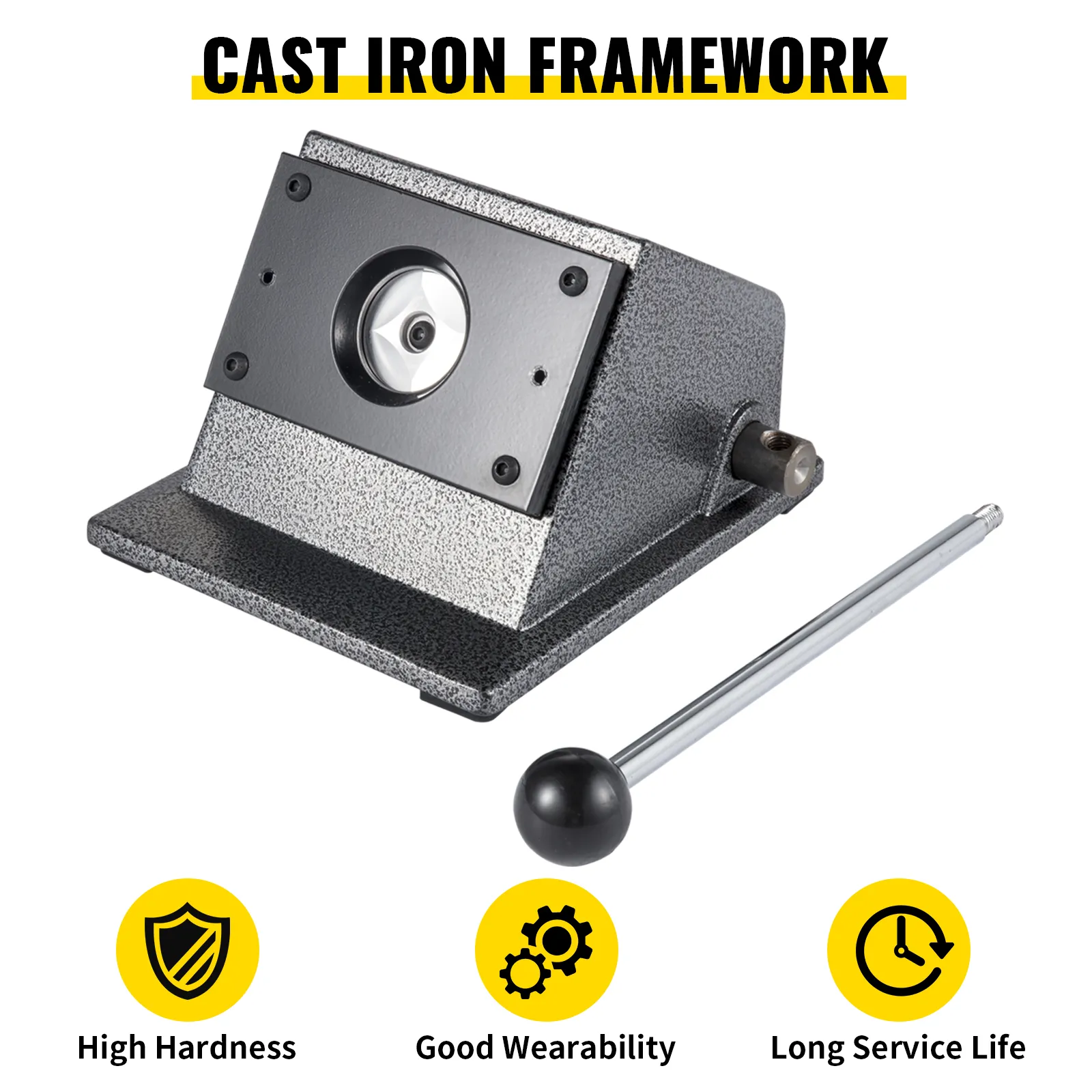 VEVOR graphic punch die cutter with cast iron framework, high hardness, and long service life.