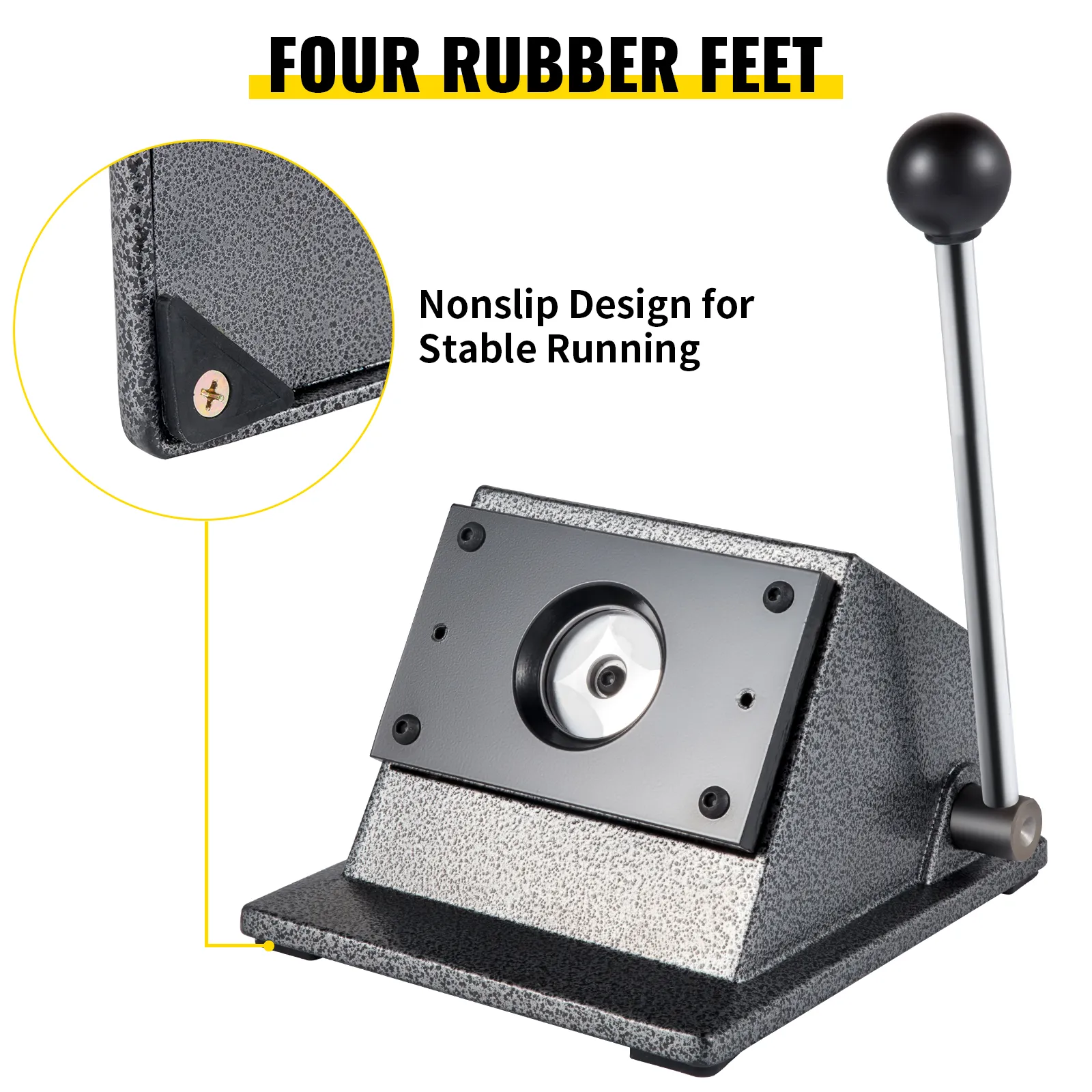 VEVOR graphic punch die cutter with four rubber feet and nonslip design for stability.