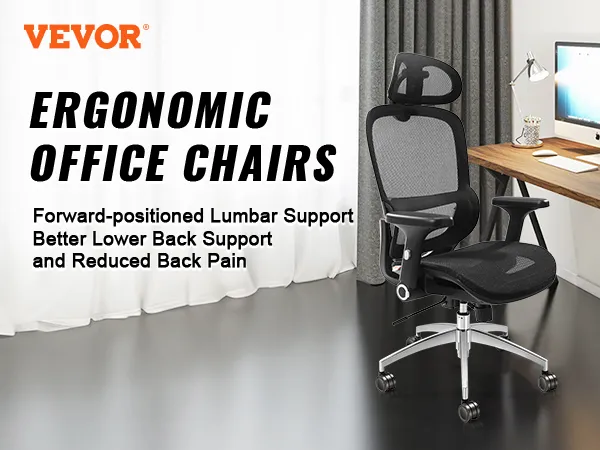 VEVOR ergonomic office chair with forward-positioned lumbar support for better lower back support.