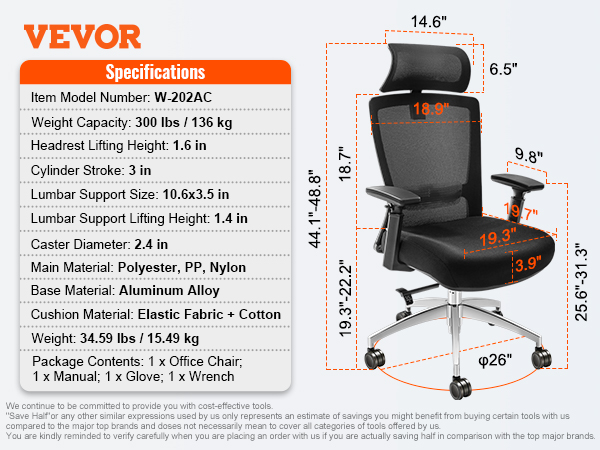 Bürostuhl Ergonomisch Ohne Armlehnen – Synchronmechanik, Lordosenstütze, Höhenverstellbar, Anthrazit