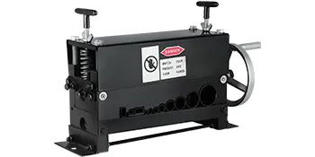 VEVOR wire stripping machine, black with adjustable knobs and various wire entry holes.