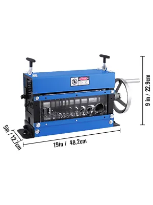 Macchina spelafili blu VEVOR con dimensioni 19"x9"x5" in esposizione.