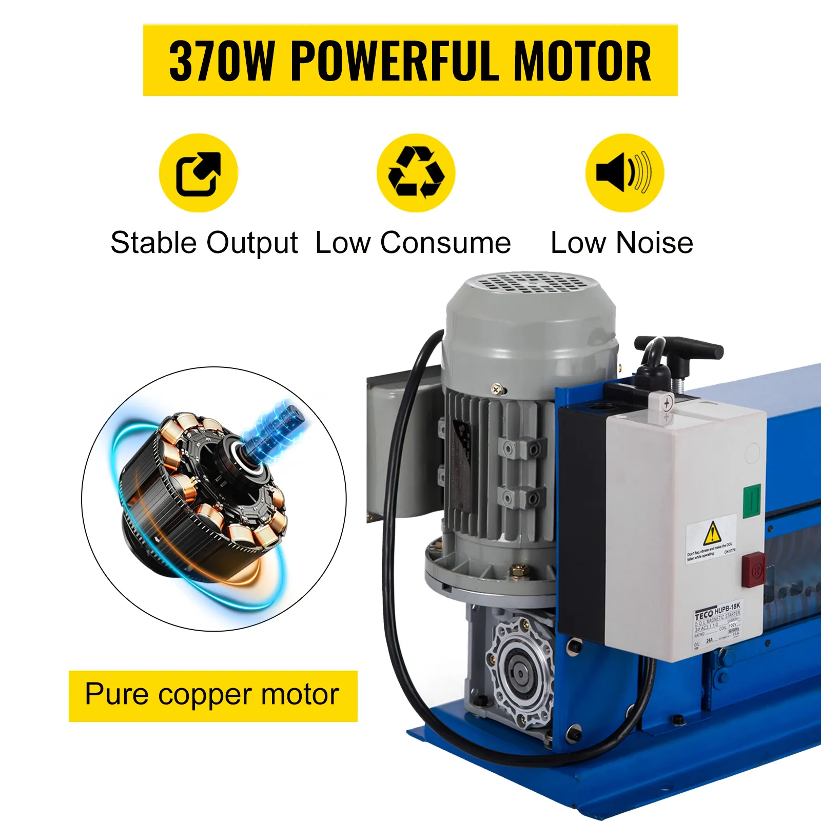 Máquina peladora de cables VEVOR con motor de 370 W, motor de cobre puro, salida estable.