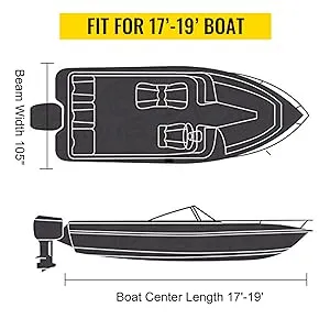 VEVOR waterproof boat cover for 17’-19’ boats with 105” beam width