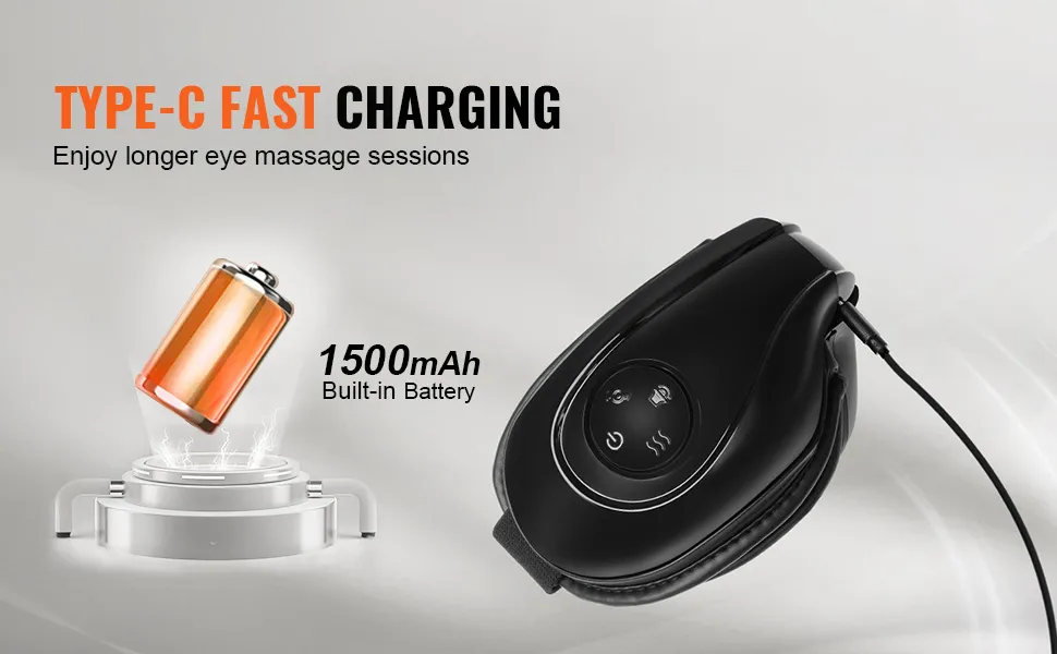 VEVOR-Augenmassagegerät mit Typ-C-Schnellladung und eingebautem 1500-mAh-Akku für längere Massagesitzungen