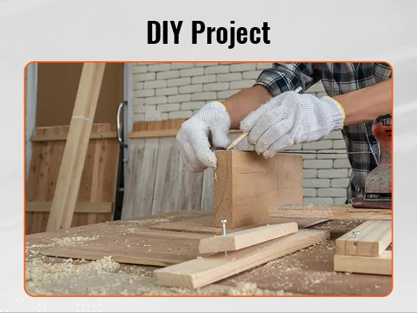 person crafting wood with a sander and VEVOR planer stand for a diy project in a workshop.