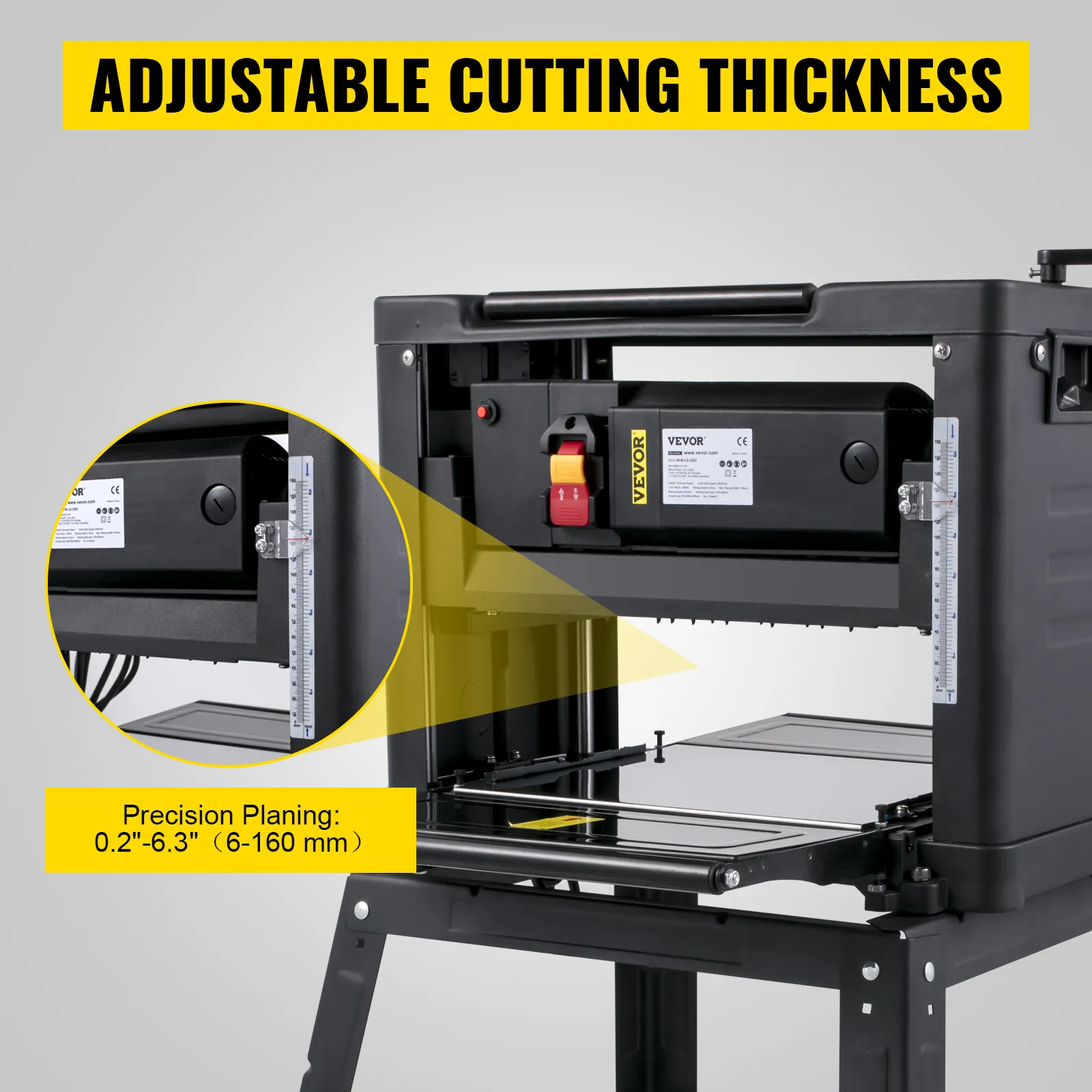 Cepilladora de espesor VEVOR con espesor de corte ajustable, cepillado de precisión 0,2"-6,3".