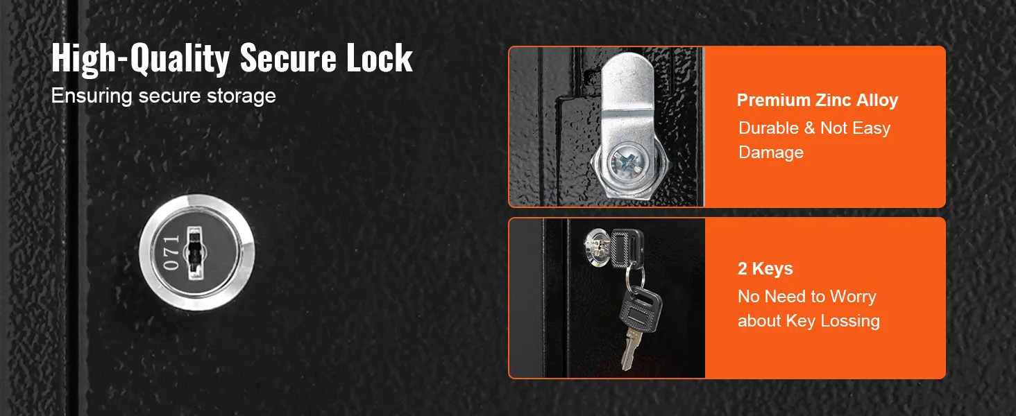 Hochwertiger, sicherer VEVOR-Schlüsselschrank mit Schloss aus Premium-Zinklegierung und zwei Schlüsseln zur sicheren Aufbewahrung.