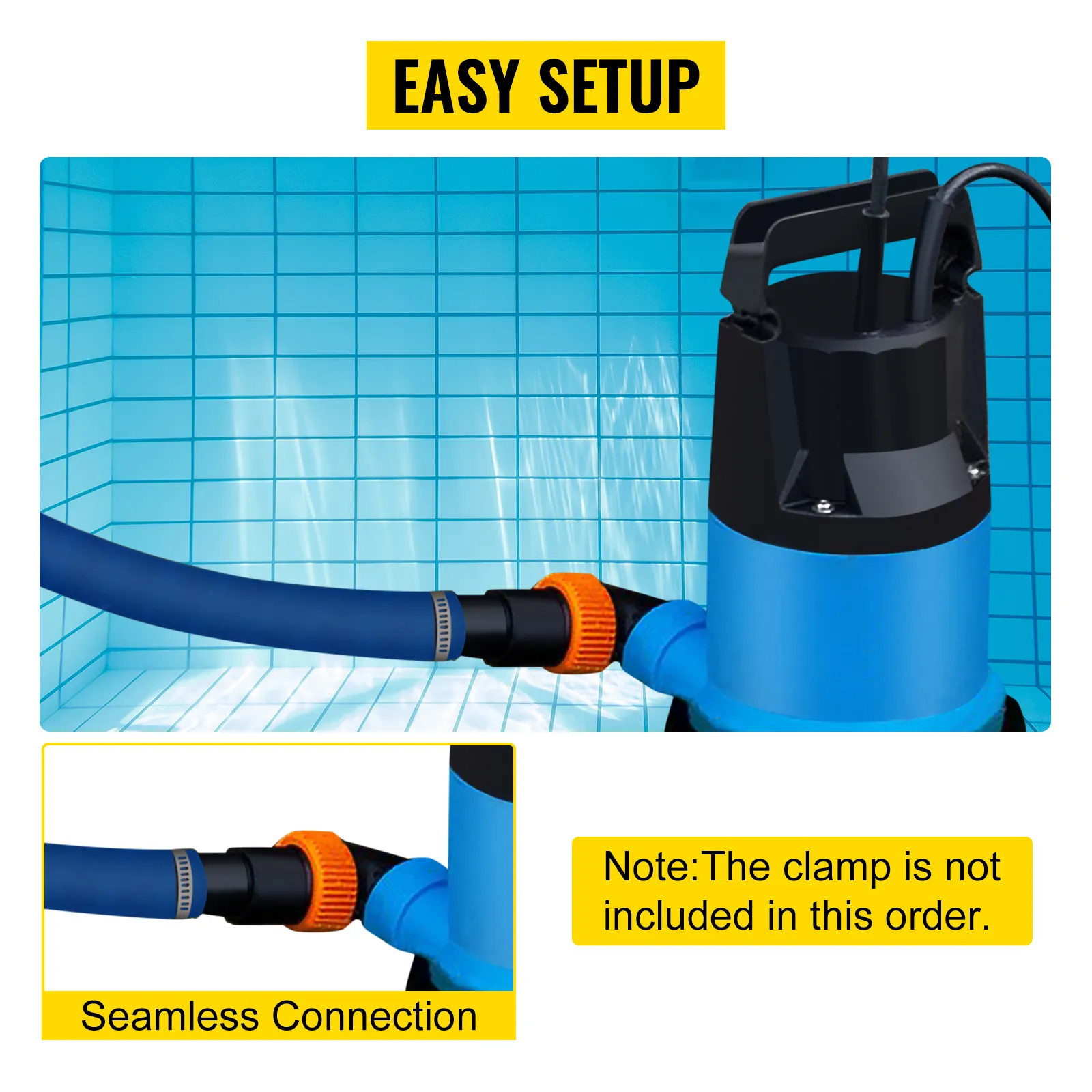 Manguera de descarga VEVOR, conexión perfecta para una fácil instalación, abrazadera no incluida.