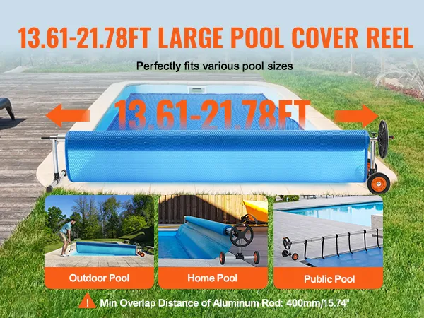 Enrollador de cubierta de piscina VEVOR para piscinas de 13,61 a 21,78 pies, adecuado para piscinas al aire libre, domésticas y públicas.
