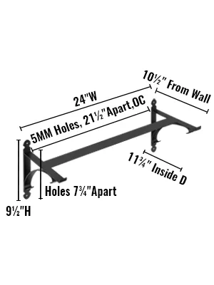 Soportes para jardineras de ventana VEVOR con dimensiones y especificaciones de montaje.