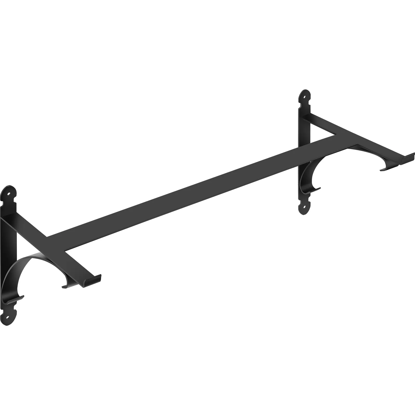 Soportes para jardineras de metal negro VEVOR con herrajes para montaje en pared.