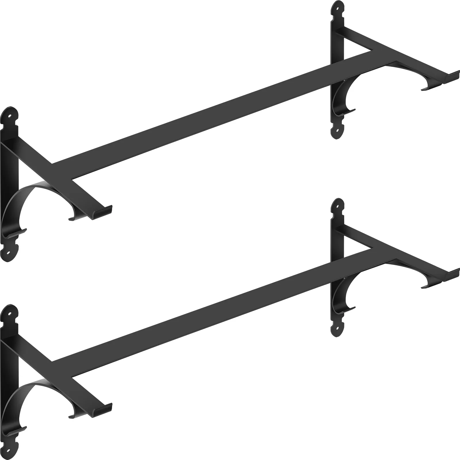 VEVOR window box brackets, black metal, set of two, sturdy and durable design.