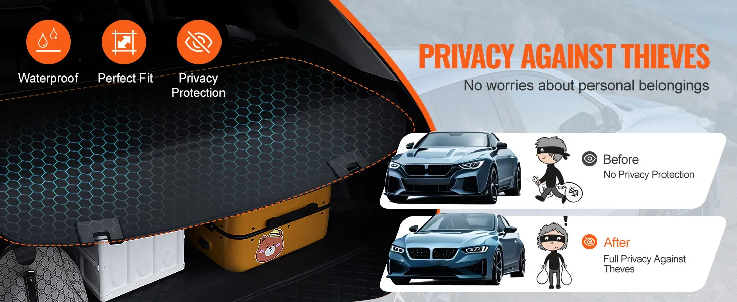 VEVOR mazda cx-5 cargo cover providing waterproof protection and theft prevention for personal belongings.