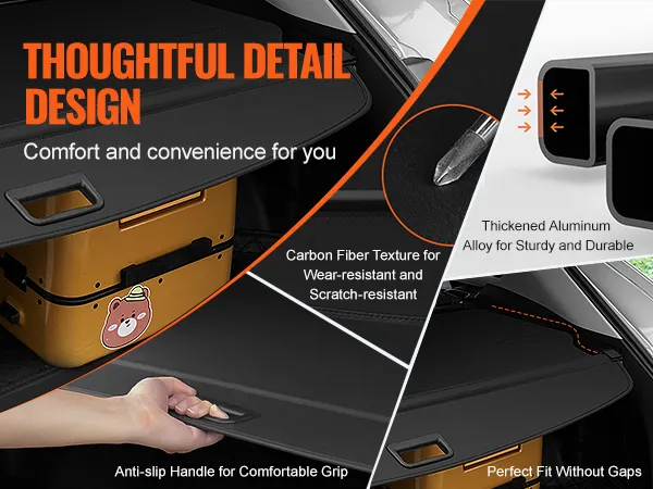 VEVOR jeep grand cherokee cargo cover with comfort grip, carbon fiber texture, and precise fit.
