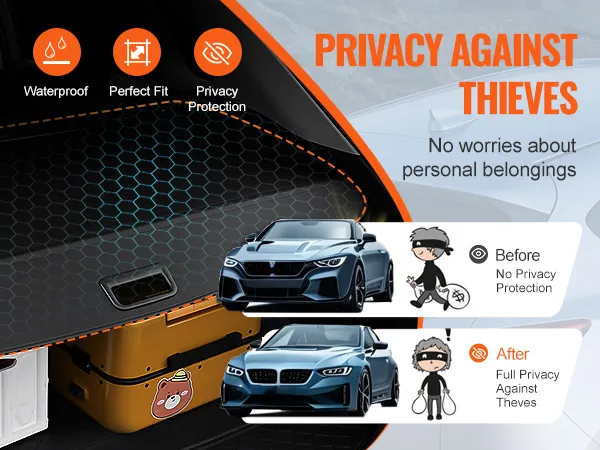 VEVOR retractable cargo cover provides waterproof, perfect fit, and privacy protection against thieves.