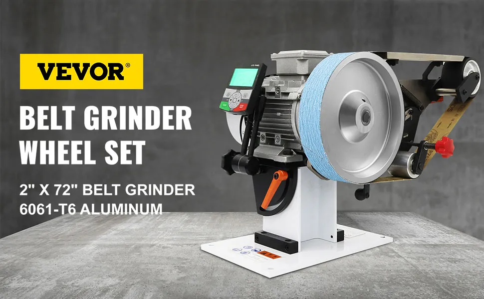 Juego de ruedas para amoladora de banda VEVOR con banda de 2" x 72" y construcción de aluminio 6061-t6.