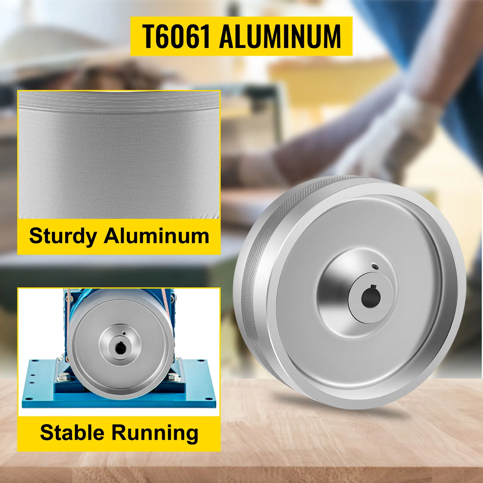 La lijadora de banda VEVOR t6061 con rueda de aluminio garantiza una construcción robusta y un funcionamiento estable.