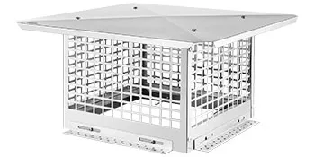 stainless steel VEVOR chimney cap with mesh sides and a solid top.