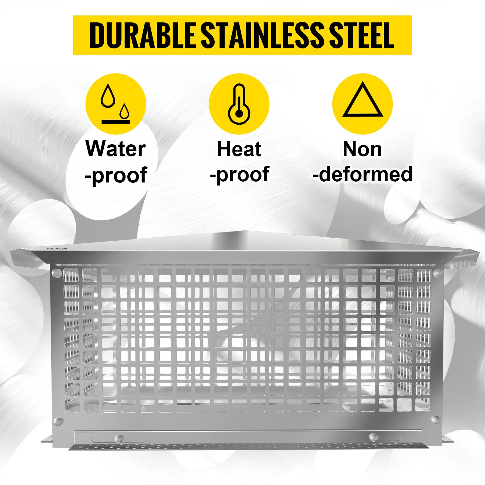 VEVOR chimney cap in durable stainless steel, waterproof, heatproof, non-deformed.