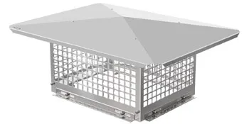 stainless steel VEVOR chimney cap with mesh sides and peaked top.