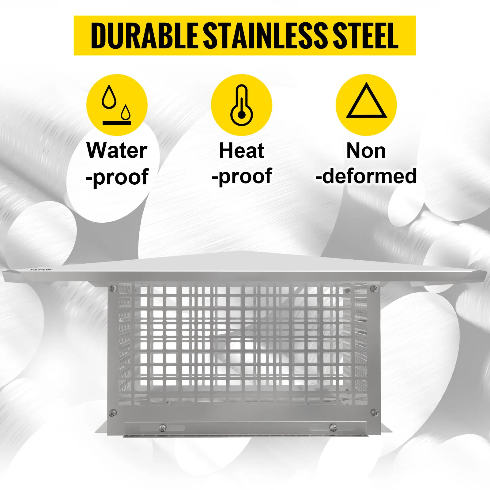VEVOR chimney cap: durable stainless steel, waterproof, heatproof, non-deformed.