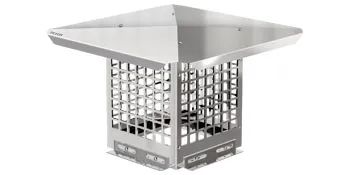 stainless steel VEVOR chimney cap with mesh sides and pyramid top.