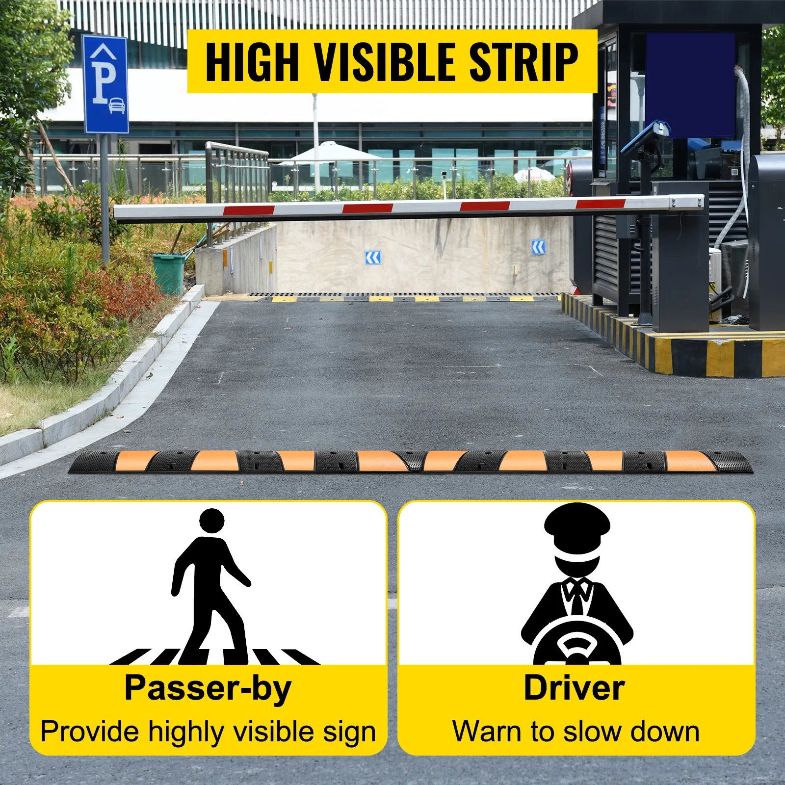 EcoExplorer Rubber Speed Hump - 2 Channel, 25000 Lbs Capacity Heavy Duty Traffic Speed Bump, Speed Bumps For Driveway Asphalt Parking Lot