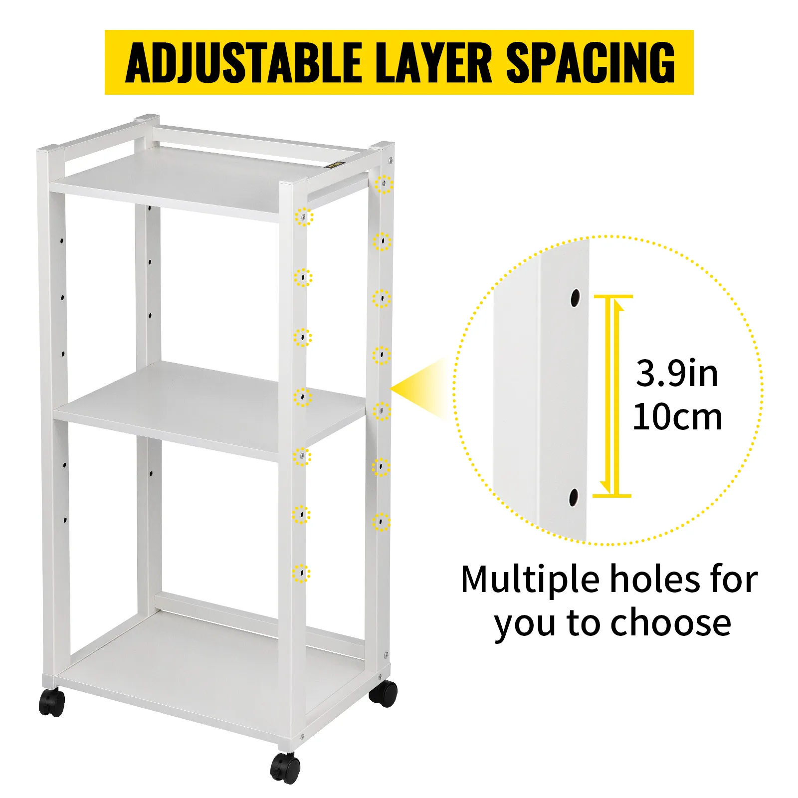 Soporte de impresora VEVOR con espaciado de capas ajustable, múltiples orificios para ajustes de altura de 3,9 pulgadas/10 cm.