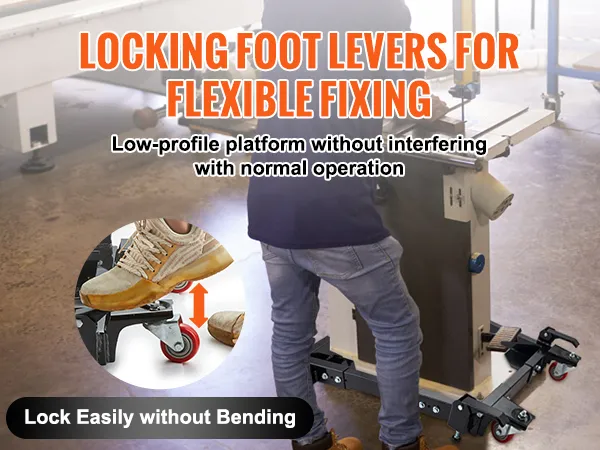 VEVOR mobile base with locking foot levers, enables flexible fixing and easy locking without bending.