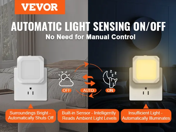 VEVOR led night light with automatic light sensing on/off for hassle-free illumination control.