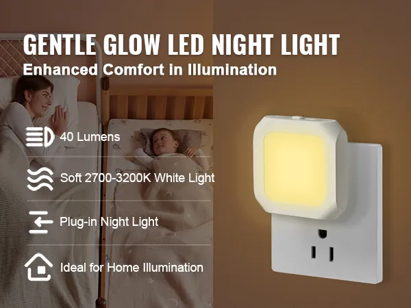 VEVOR led night light, 40 lumens, soft white 2700-3200k, plug-in, ideal for home illumination.