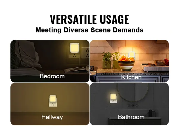 VEVOR led night light in bedroom, hallway, kitchen, and bathroom for versatile usage.