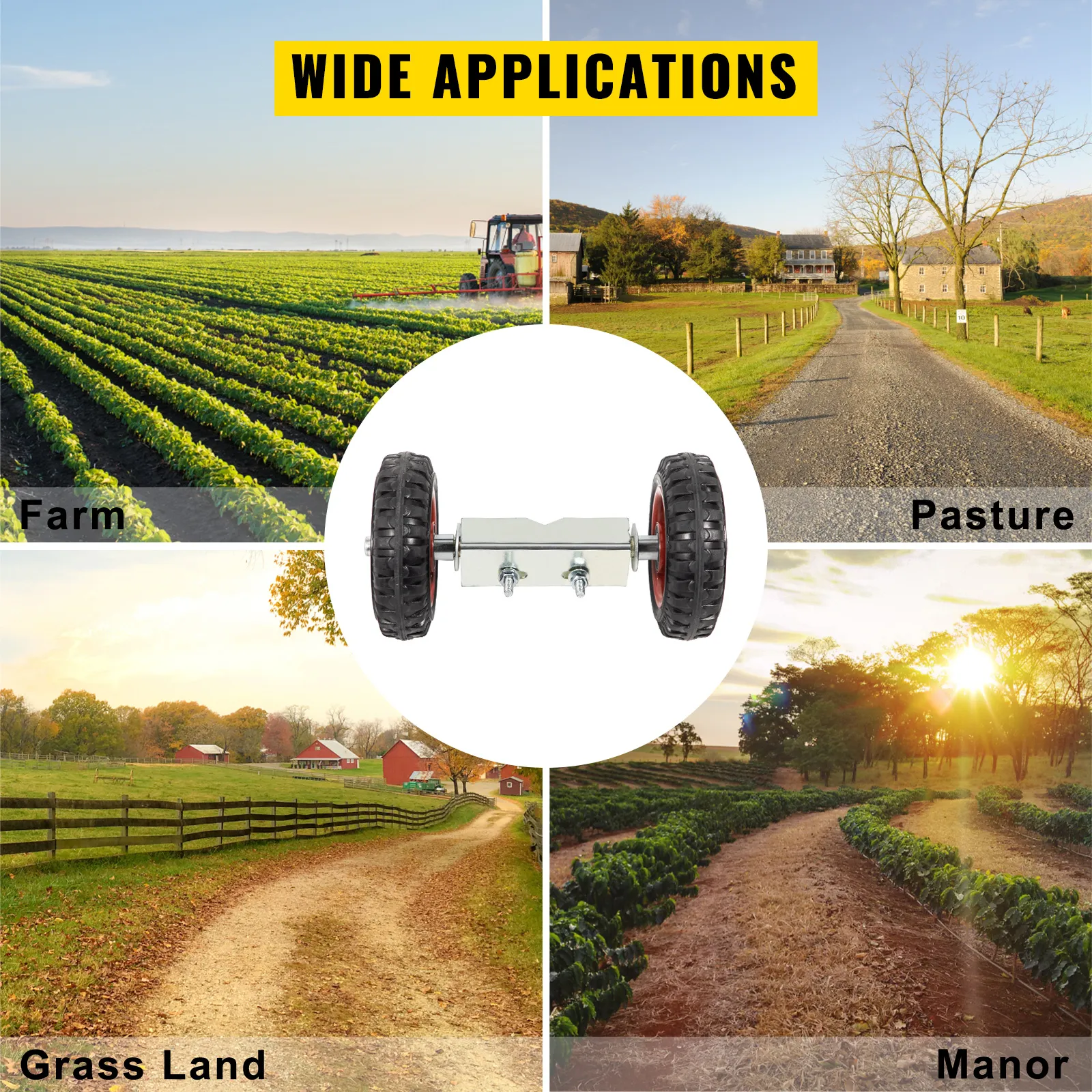 Zestaw bram rolowanych z ogniwami łańcuchowymi VEVOR do zastosowań w gospodarstwach rolnych, pastwiskach, na łąkach i w dworach.