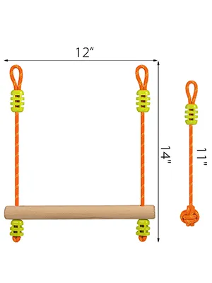 VEVOR ninja warrior obstacle course wood bar and rope dimensions, 12"x14" and 11".