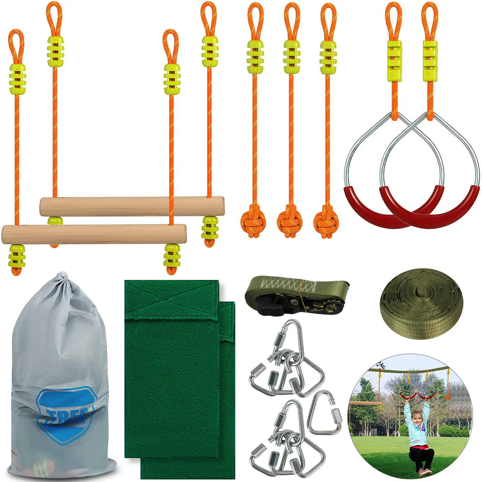 VEVOR ninja warrior obstacle course set with accessories and ropes for outdoor fun.